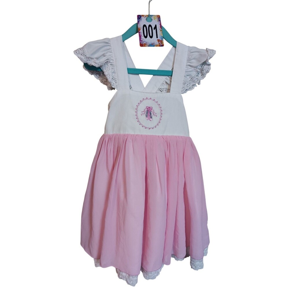 Be Girl Boutique Girls Dress White/Pink/Ballerina Size 4T